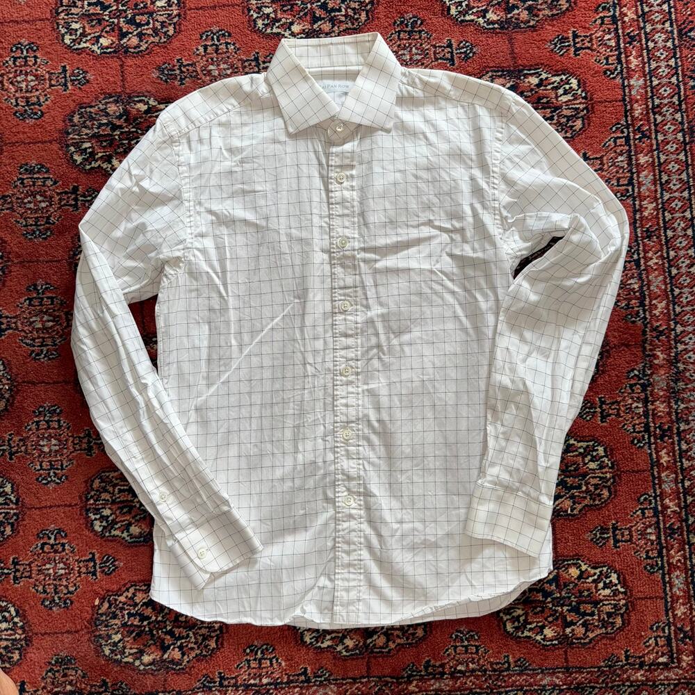 Tai Pan Row Black Windowpane Plaid on White LS/BF Custom Dress Shirt